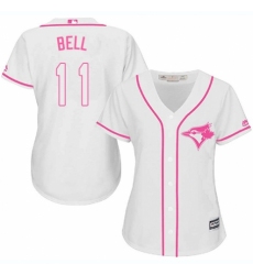 Women's Majestic Toronto Blue Jays #11 George Bell Replica White Fashion Cool Base MLB Jersey