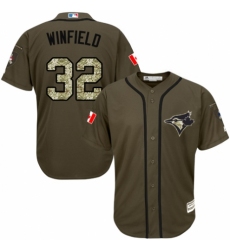 Men's Majestic Toronto Blue Jays #32 Dave Winfield Authentic Green Salute to Service MLB Jersey