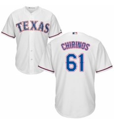 Youth Majestic Texas Rangers #61 Robinson Chirinos Authentic White Home Cool Base MLB Jersey