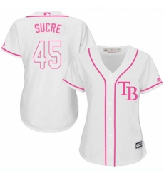 Women's Majestic Tampa Bay Rays #45 Jesus Sucre Authentic White Fashion Cool Base MLB Jersey