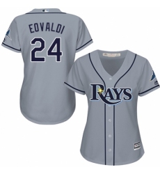 Women's Majestic Tampa Bay Rays #24 Nathan Eovaldi Authentic Grey Road Cool Base MLB Jersey