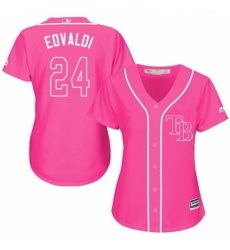 Women's Majestic Tampa Bay Rays #24 Nathan Eovaldi Replica Pink Fashion Cool Base MLB Jersey