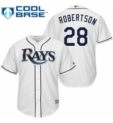 Men's Majestic Tampa Bay Rays #28 Daniel Robertson Replica White Home Cool Base MLB Jersey