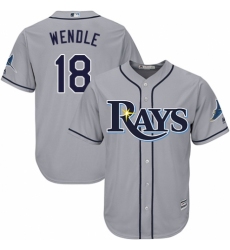 Men's Majestic Tampa Bay Rays #18 Joey Wendle Replica Grey Road Cool Base MLB Jersey