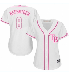 Women's Majestic Tampa Bay Rays #8 Rob Refsnyder Replica White Fashion Cool Base MLB Jersey