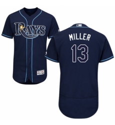 Men's Majestic Tampa Bay Rays #13 Brad Miller Navy Blue Alternate Flex Base Authentic Collection MLB Jersey
