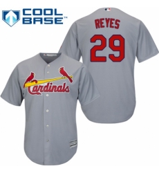 Youth Majestic St. Louis Cardinals #29 lex Reyes Replica Grey Road Cool Base MLB Jersey