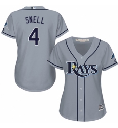 Women's Majestic Tampa Bay Rays #4 Blake Snell Authentic Grey Road Cool Base MLB Jersey