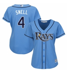 Women's Majestic Tampa Bay Rays #4 Blake Snell Replica Light Blue Alternate 2 Cool Base MLB Jersey
