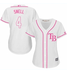 Women's Majestic Tampa Bay Rays #4 Blake Snell Replica White Fashion Cool Base MLB Jersey