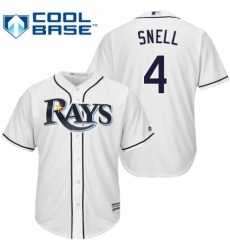 Youth Majestic Tampa Bay Rays #4 Blake Snell Authentic White Home Cool Base MLB Jersey