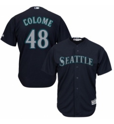 Youth Majestic Seattle Mariners #48 Alex Colome Authentic Navy Blue Alternate 2 Cool Base MLB Jersey