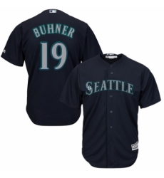 Men's Majestic Seattle Mariners #19 Jay Buhner Replica Navy Blue Alternate 2 Cool Base MLB Jersey