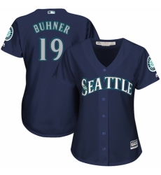 Women's Majestic Seattle Mariners #19 Jay Buhner Authentic Navy Blue Alternate 2 Cool Base MLB Jersey