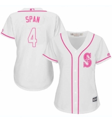 Women's Majestic Seattle Mariners #4 Denard Span Replica White Fashion Cool Base MLB Jersey