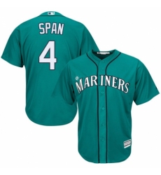 Youth Majestic Seattle Mariners #4 Denard Span Authentic Teal Green Alternate Cool Base MLB Jersey