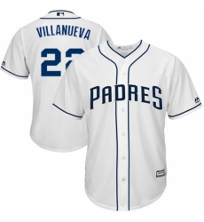 Youth Majestic San Diego Padres #22 Christian Villanueva Authentic White Home Cool Base MLB Jersey