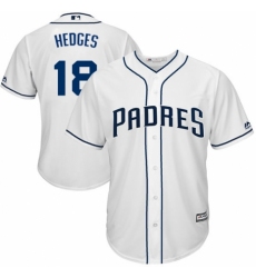 Youth Majestic San Diego Padres #18 Austin Hedges Authentic White Home Cool Base MLB Jersey