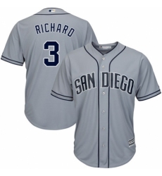 Men's Majestic San Diego Padres #3 Clayton Richard Replica Grey Road Cool Base MLB Jersey