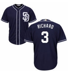 Youth Majestic San Diego Padres #3 Clayton Richard Authentic Navy Blue Alternate 1 Cool Base MLB Jersey