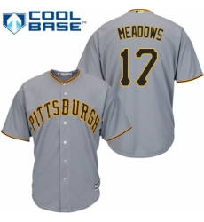 Men's Majestic Pittsburgh Pirates #17 Austin Meadows Replica Grey Road Cool Base MLB Jersey