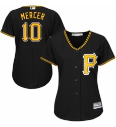 Women's Majestic Pittsburgh Pirates #10 Jordy Mercer Replica Black Alternate Cool Base MLB Jersey
