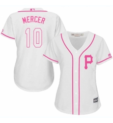 Women's Majestic Pittsburgh Pirates #10 Jordy Mercer Replica White Fashion Cool Base MLB Jersey