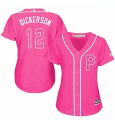 Women's Majestic Pittsburgh Pirates #12 Corey Dickerson Replica Pink Fashion Cool Base MLB Jersey