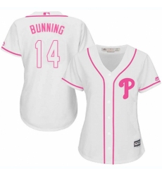 Women's Majestic Philadelphia Phillies #14 Jim Bunning Replica White Fashion Cool Base MLB Jersey