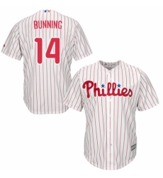 Youth Majestic Philadelphia Phillies #14 Jim Bunning Authentic White/Red Strip Home Cool Base MLB Jersey