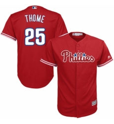 Youth Majestic Philadelphia Phillies #25 Jim Thome Replica Red Alternate Cool Base MLB Jersey