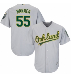 Men's Majestic Oakland Athletics #55 Sean Manaea Replica Grey Road Cool Base MLB Jersey