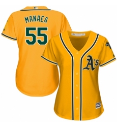 Women's Majestic Oakland Athletics #55 Sean Manaea Replica Gold Alternate 2 Cool Base MLB Jersey