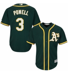 Men's Majestic Oakland Athletics #3 Boog Powell Replica Green Alternate 1 Cool Base MLB Jersey