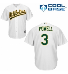 Youth Majestic Oakland Athletics #3 Boog Powell Replica White Home Cool Base MLB Jersey