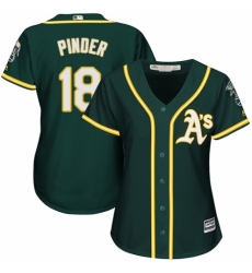 Women's Majestic Oakland Athletics #18 Chad Pinder Authentic Green Alternate 1 Cool Base MLB Jersey