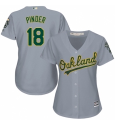 Women's Majestic Oakland Athletics #18 Chad Pinder Replica Grey Road Cool Base MLB Jersey