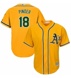 Youth Majestic Oakland Athletics #18 Chad Pinder Authentic Gold Alternate 2 Cool Base MLB Jersey