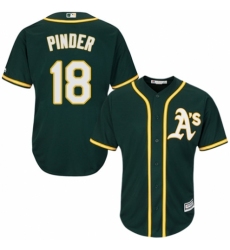 Youth Majestic Oakland Athletics #18 Chad Pinder Authentic Green Alternate 1 Cool Base MLB Jersey