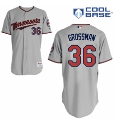 Youth Majestic Minnesota Twins #36 Robbie Grossman Authentic Grey Road Cool Base MLB Jersey
