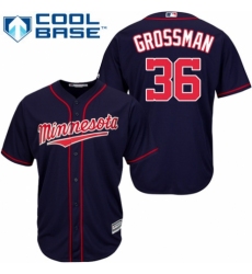 Youth Majestic Minnesota Twins #36 Robbie Grossman Replica Navy Blue Alternate Road Cool Base MLB Jersey