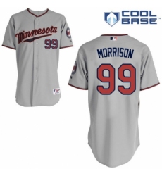 Men's Majestic Minnesota Twins #99 Logan Morrison Replica Grey Road Cool Base MLB Jersey
