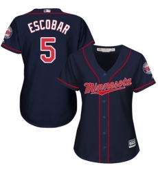 Women's Majestic Minnesota Twins #5 Eduardo Escobar Authentic Navy Blue Alternate Road Cool Base MLB Jersey