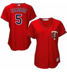 Women's Majestic Minnesota Twins #5 Eduardo Escobar Replica Scarlet Alternate Cool Base MLB Jersey