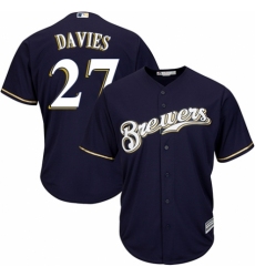 Youth Majestic Milwaukee Brewers #27 Zach Davies Replica White Alternate Cool Base MLB Jersey