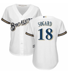 Women's Majestic Milwaukee Brewers #18 Eric Sogard Replica Navy Blue Alternate Cool Base MLB Jersey