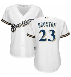 Women's Majestic Milwaukee Brewers #23 Keon Broxton Replica Navy Blue Alternate Cool Base MLB Jersey