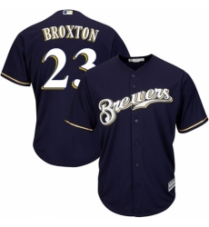 Youth Majestic Milwaukee Brewers #23 Keon Broxton Replica White Alternate Cool Base MLB Jersey