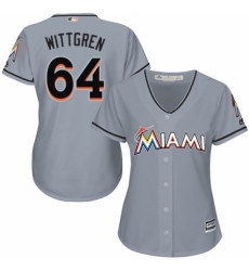 Women's Majestic Miami Marlins #64 Nick Wittgren Replica Grey Road Cool Base MLB Jersey
