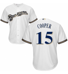 Men's Majestic Milwaukee Brewers #15 Cecil Cooper Replica Navy Blue Alternate Cool Base MLB Jersey